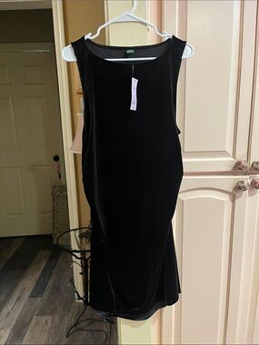 wild fable Black Velvet Sleeveless Midi Dress